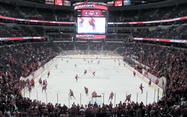 Washington Capitals warming up before a game.